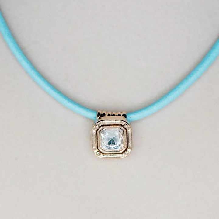 GOLD SPARKLE NECKLACE-POWDER BLUE