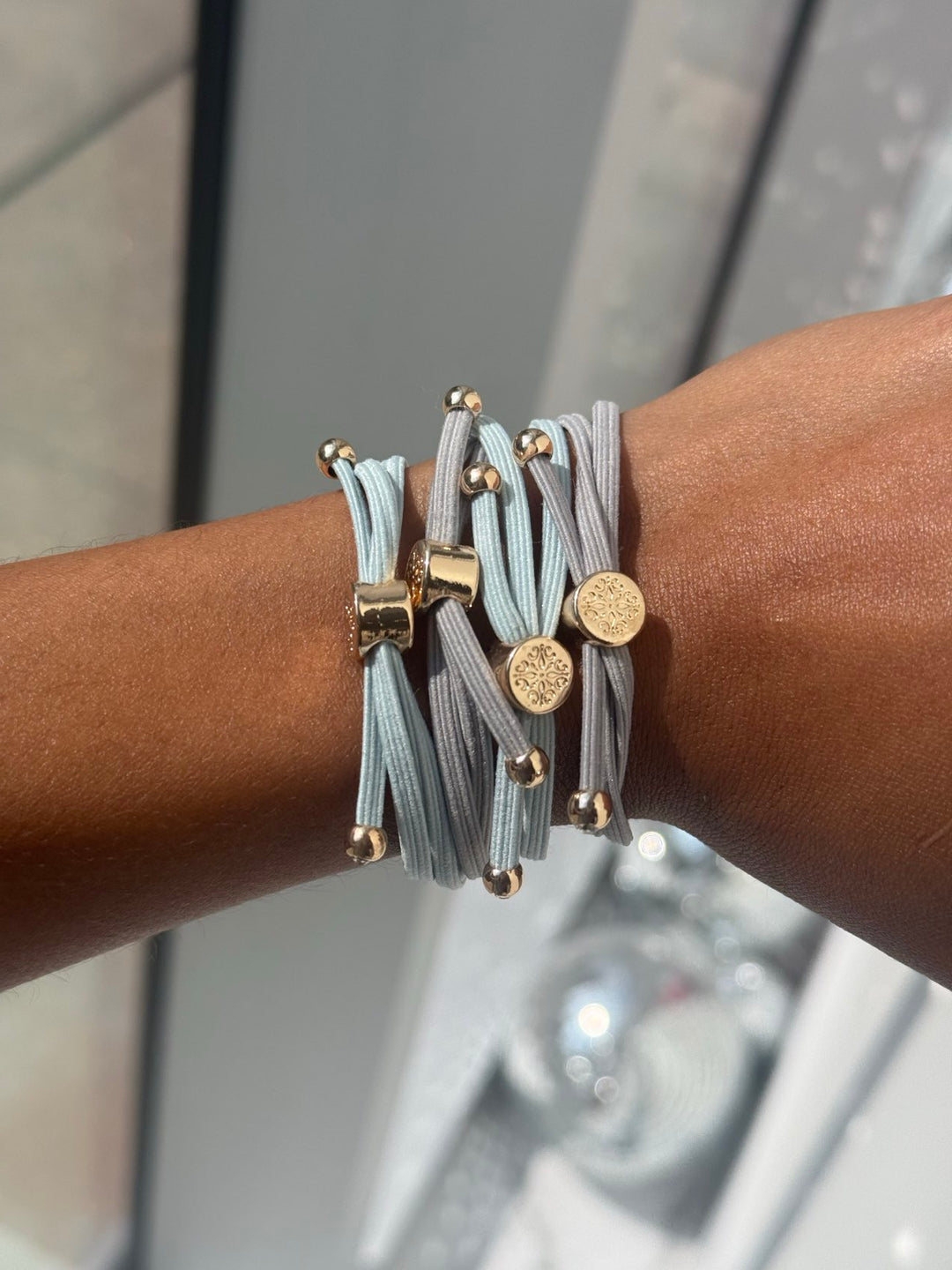 SKINNY HAIR TIE SET-CAROLINA BLUE