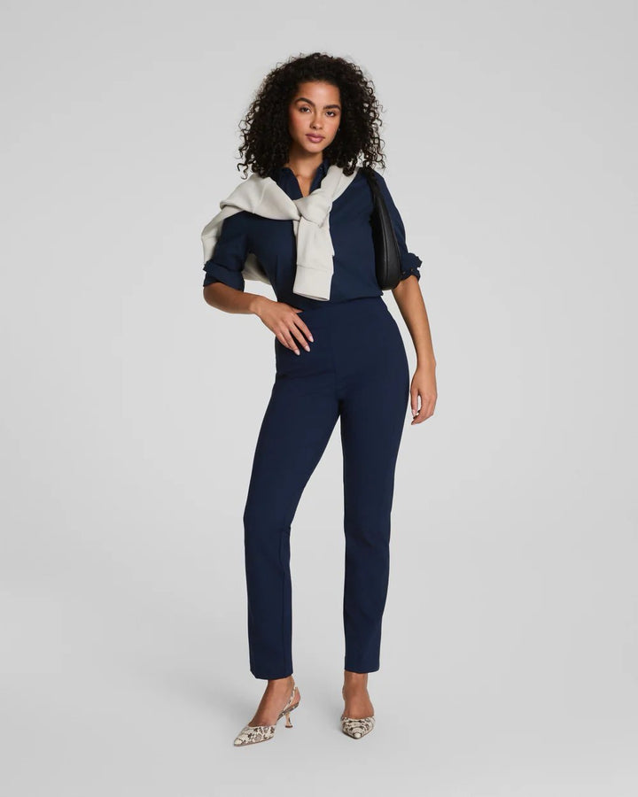 SPANX SUPERSMOOTH PERFECTFIT PONTE SLIM STRAIGHT PANT-NAVY