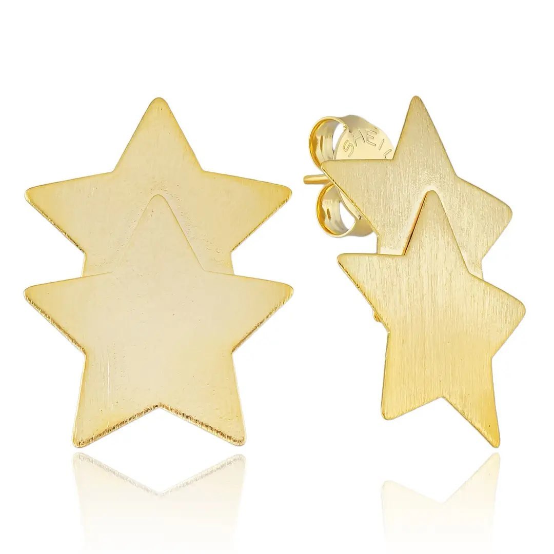 CASTOR STUDS-BRUSHED 18K GOLD PLATED