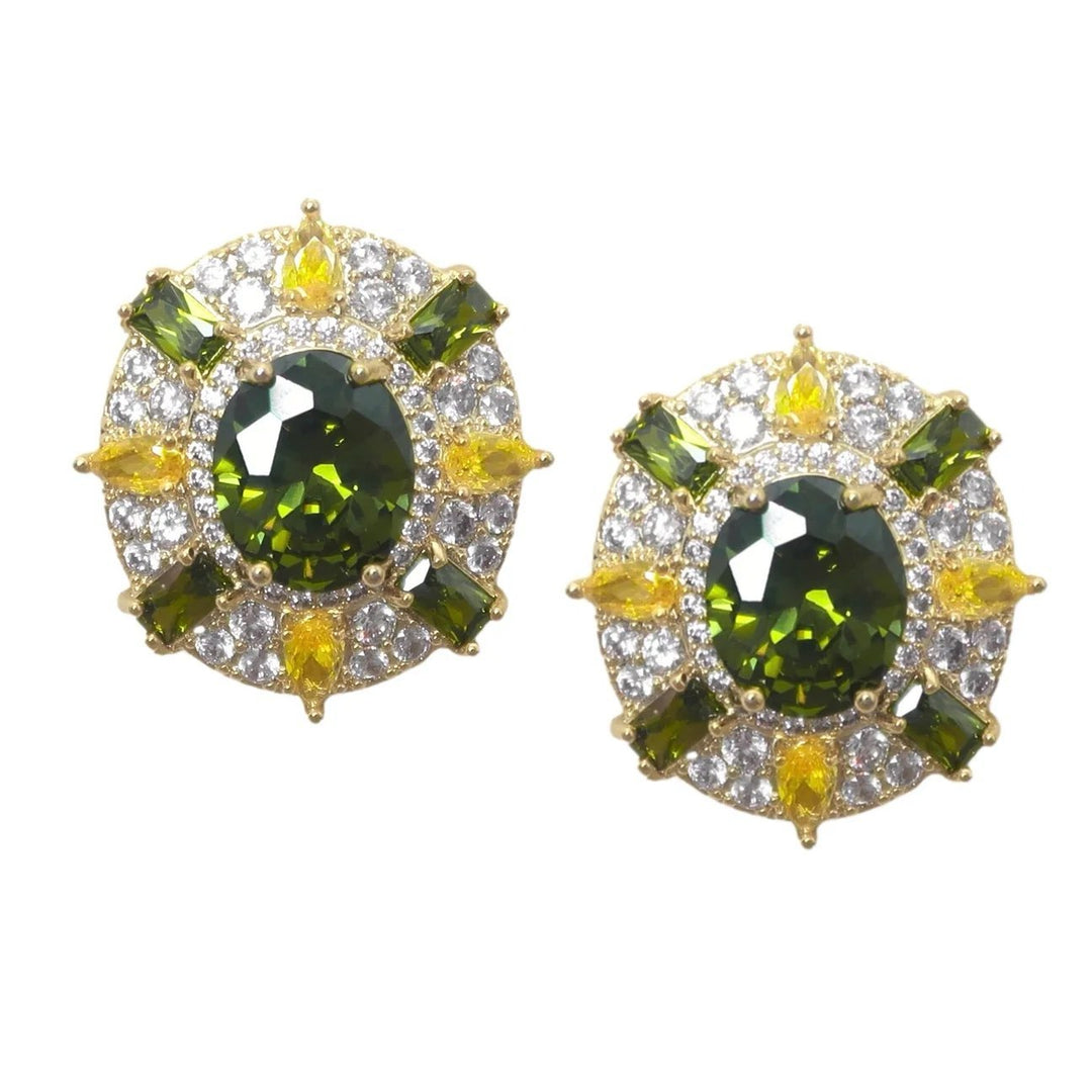 OLIVE & CANARY OVAL LUXE STATEMENT EARRINGS