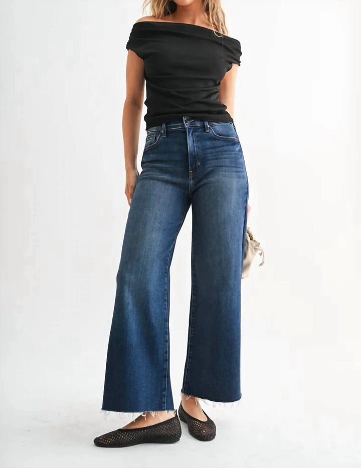 High Rise Scissor Cut Wide Leg-Dark Denim