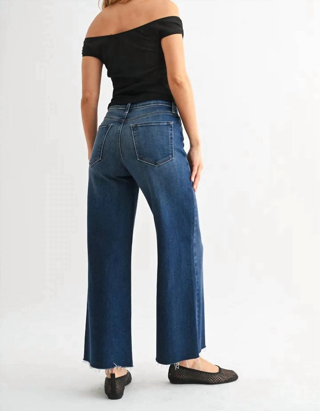 High Rise Scissor Cut Wide Leg-Dark Denim