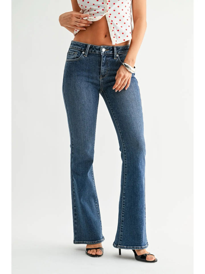 MID RISE CLASSIC FLARE JEANS-MEDIUM DENIM
