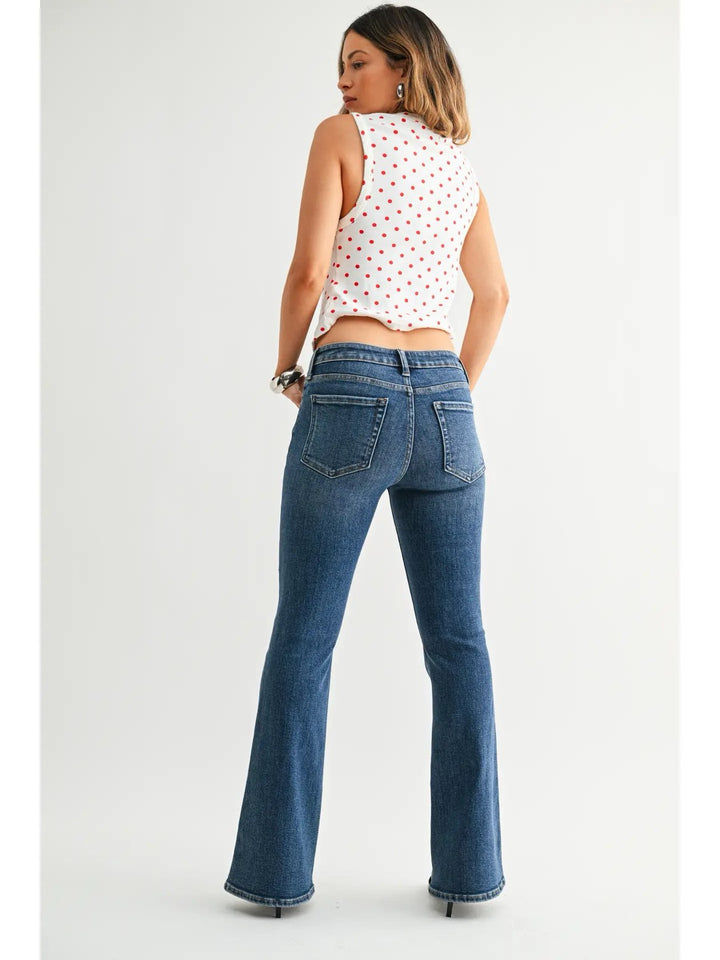 MID RISE CLASSIC FLARE JEANS-MEDIUM DENIM