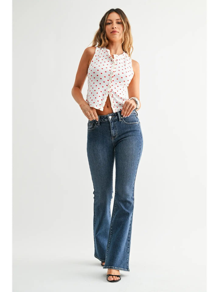 MID RISE CLASSIC FLARE JEANS-MEDIUM DENIM