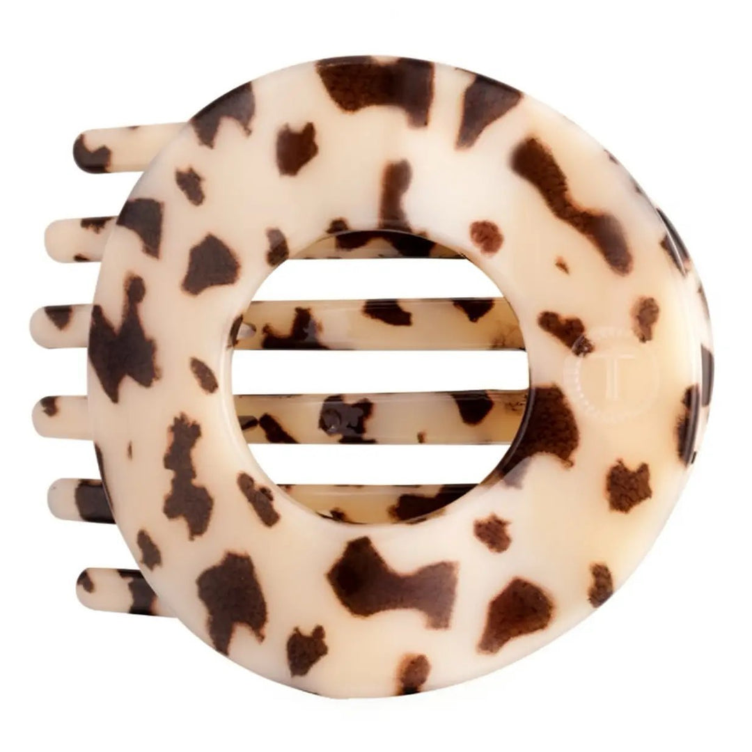 MEDIUM FLAT CIRCLE HAIR CLIP-BLONDE TORTOISE