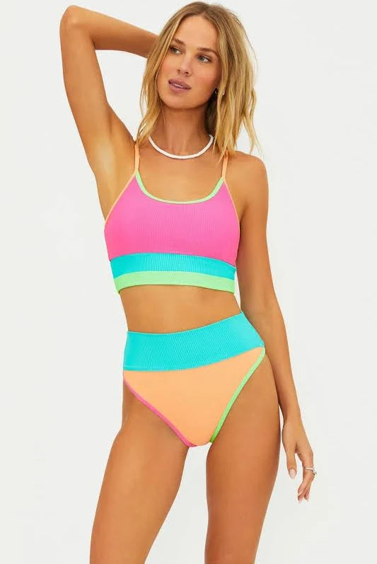 EVA TOP-AQUA HAZE COLOR BLOCK