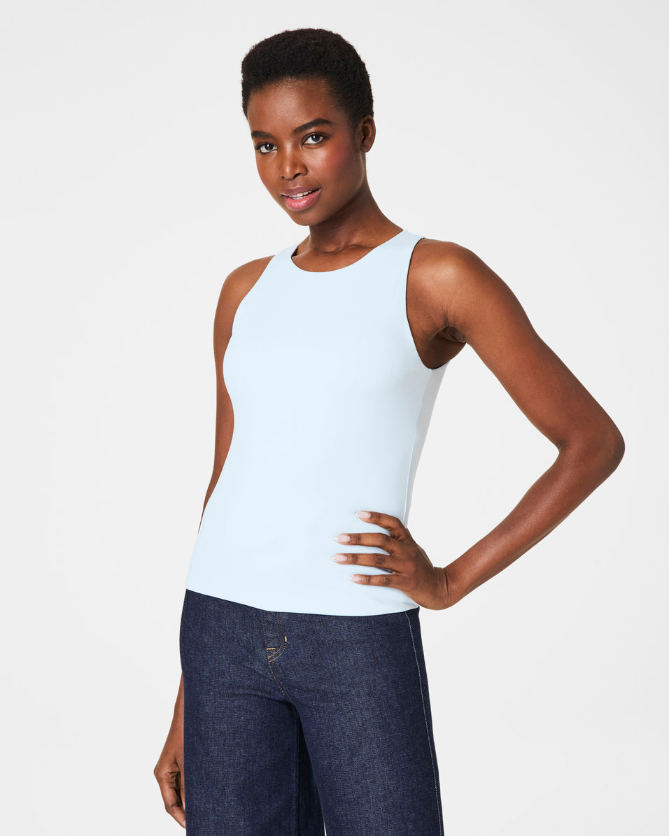 SMOOTHING JERSEY RACERBACK TANK-SKY