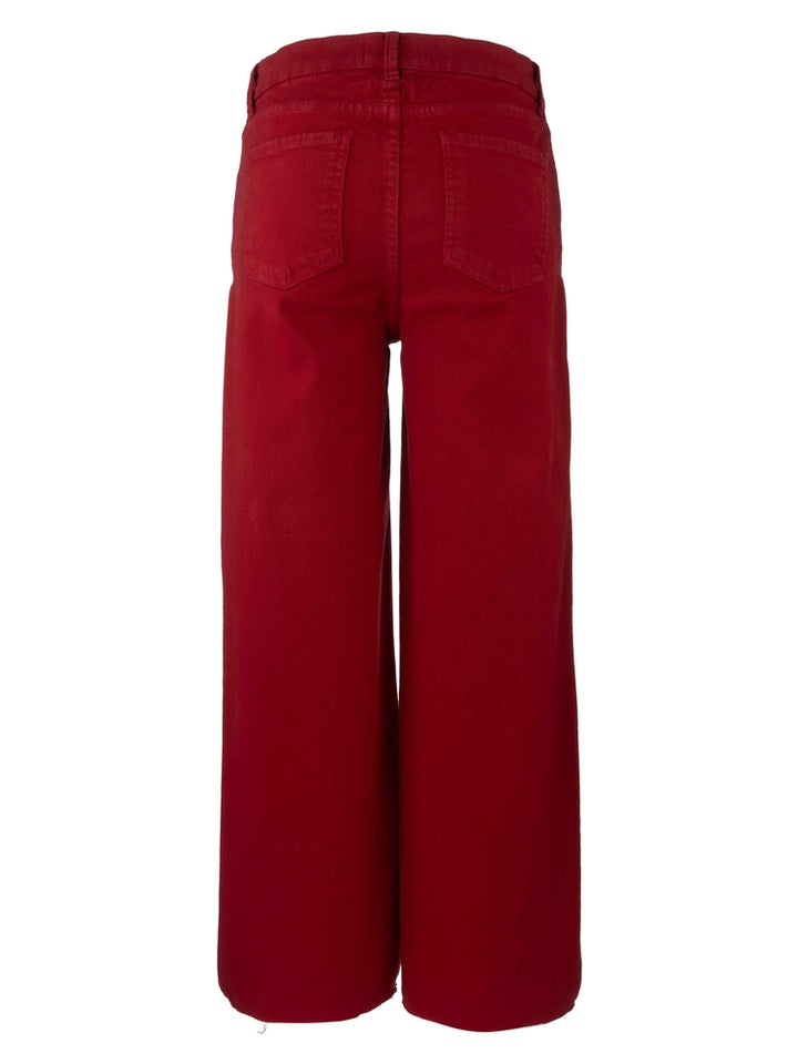 MEG HIGH RISE FAB AB WIDE LEG RAW HEM-RUBY RED