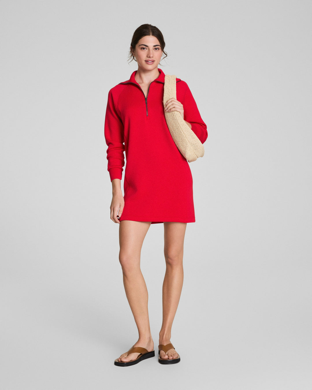 AIRESSENTIALS HALF ZIP DRESS-SPANX RED