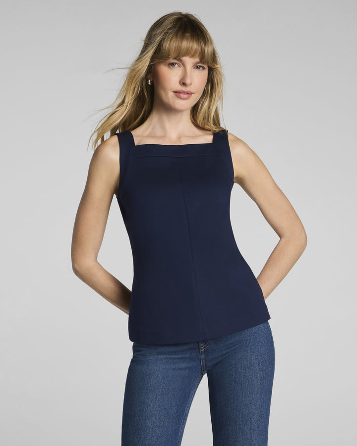 PONTE SQUARE NECK TANK-TIMELESS NAVY