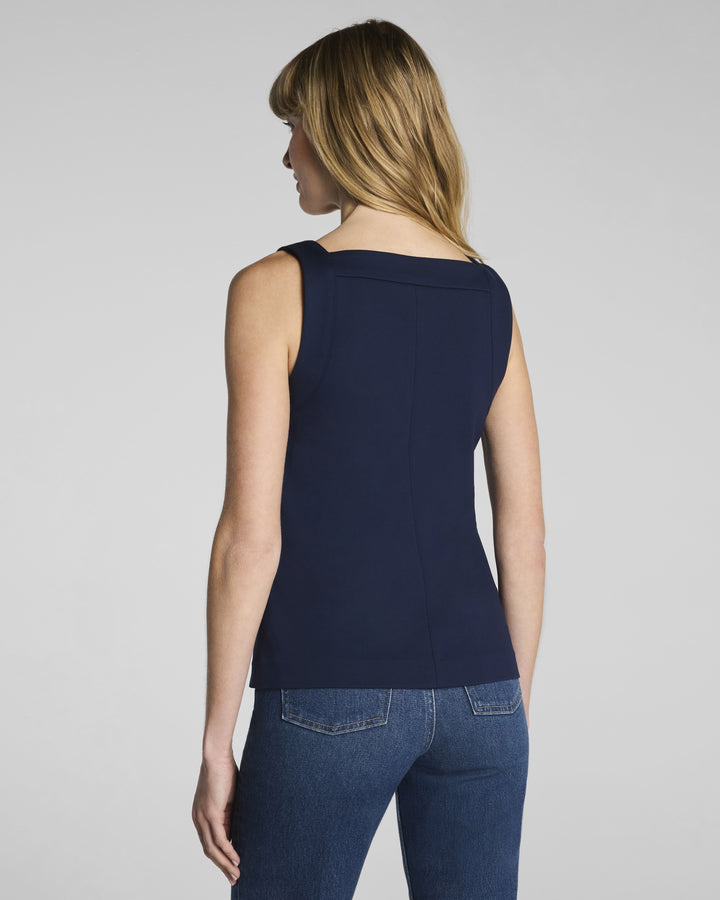 PONTE SQUARE NECK TANK-TIMELESS NAVY