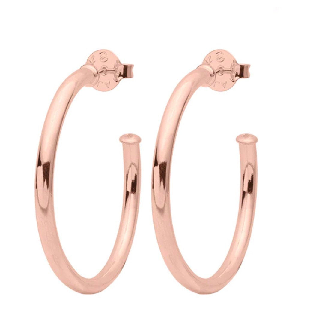 SMALL EVERYBODYS FAVORITE HOOPS- SHINY ROSE GOLD PLATING