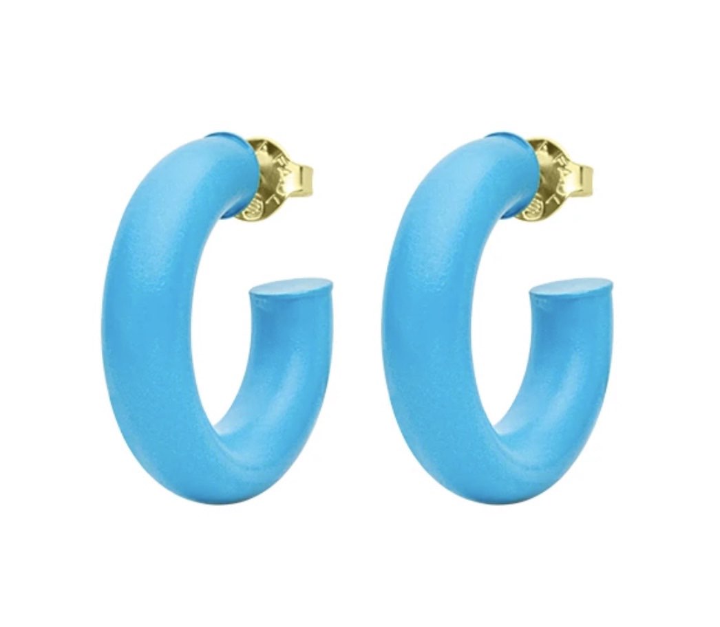 SMALL CHANTAL HOOPS- BLUE PAINTED