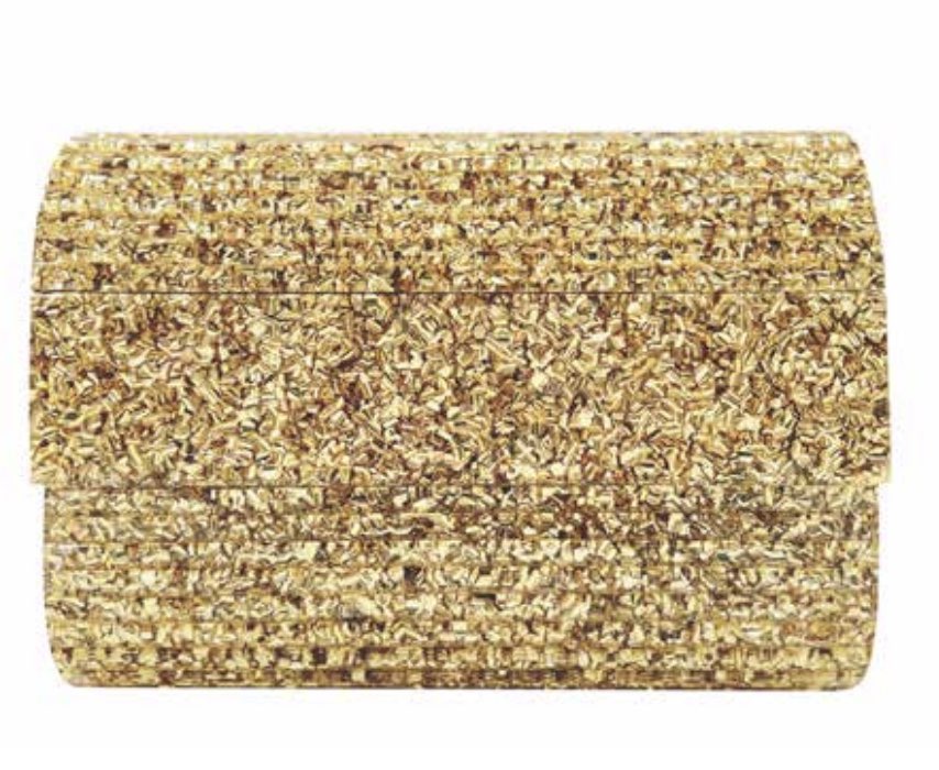 STACER ACRYLIC CLUTCH- GOLD