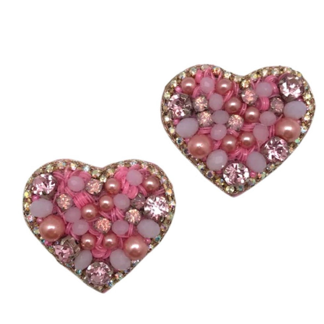 PINK HEART STUD EARRINGS