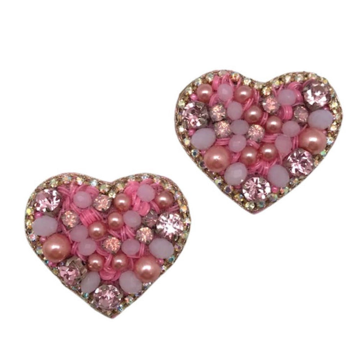 PINK HEART STUD EARRINGS
