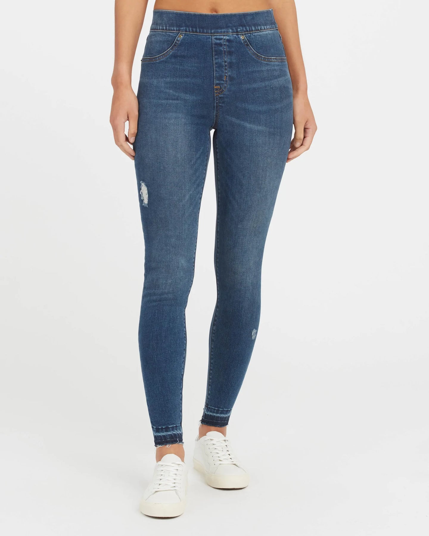 SPANX, Pants & Jumpsuits, Spanx Distressed Ankle Skinny Jeans Medium Wash  Large Petite