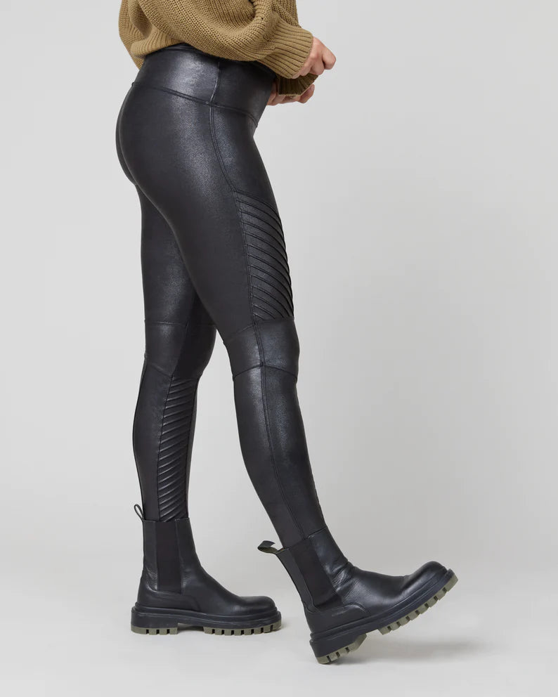 Spanx® Faux Leather Very Black Quilted Leggings