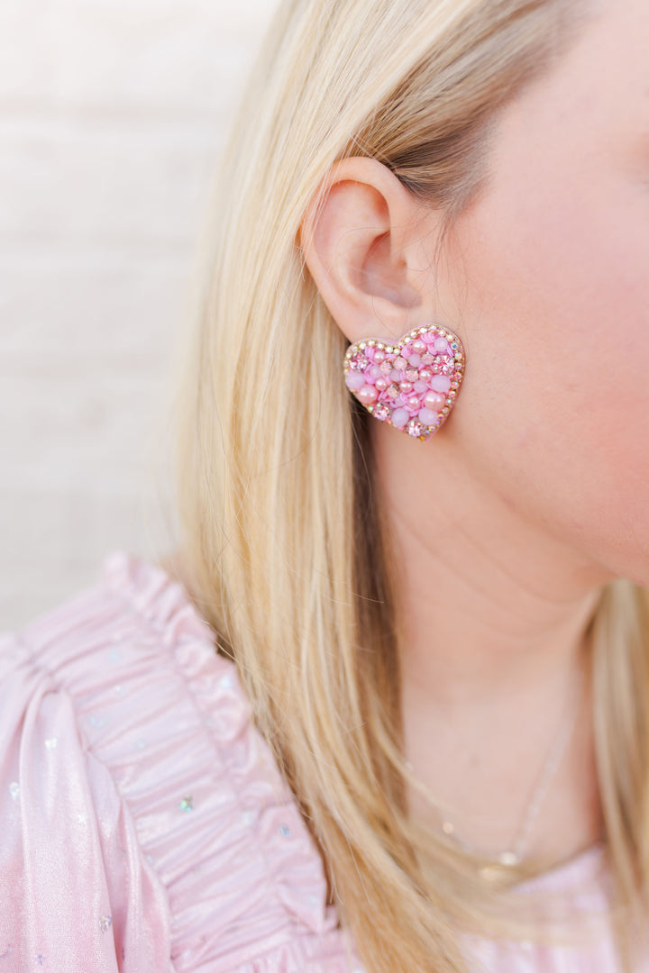 PINK HEART STUD EARRINGS