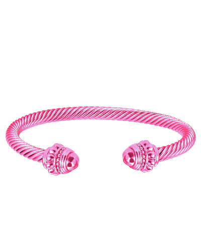 DOME END COLORED CABLE CUFF - PINK