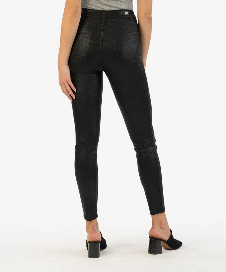 MIA COATED HIGH RISE ANKLE TOOTHPICK JEANS - BLACK