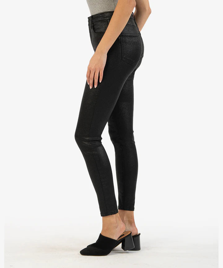 MIA COATED HIGH RISE ANKLE TOOTHPICK JEANS - BLACK