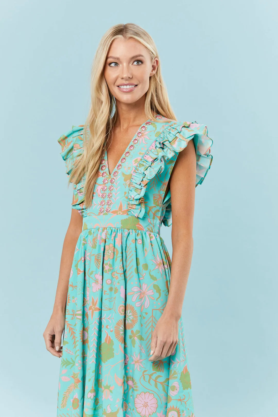 STACEY DRESS - GREEN FLORAL