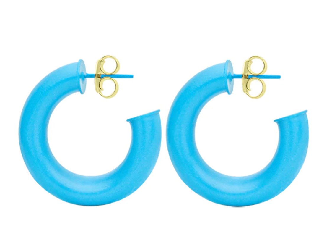SMALL CHANTAL HOOPS- BLUE PAINTED
