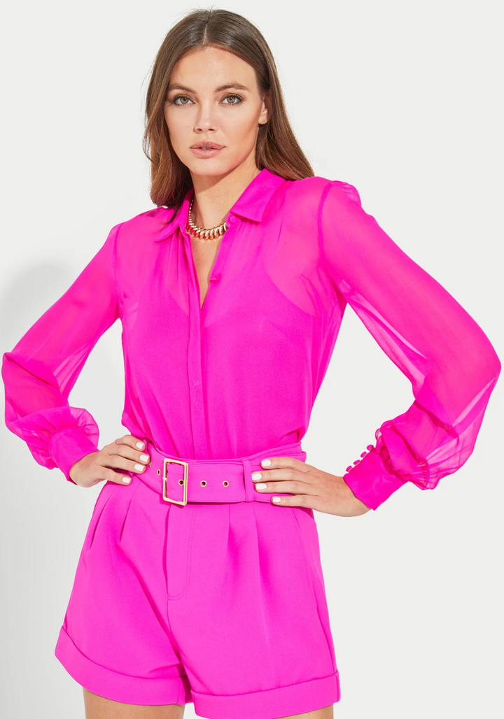 MAXWELL GEORGETTE BLOUSE - HOT PINK
