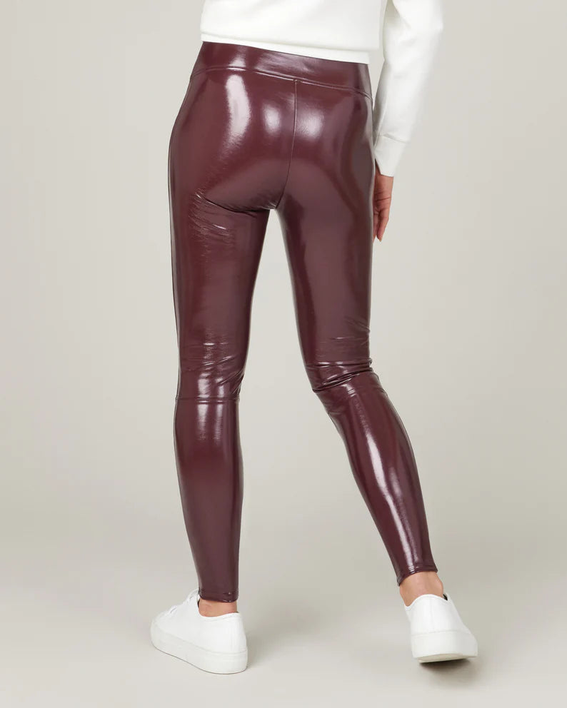 FAUX PATENT LEATHER LEGGINGS - RUBY